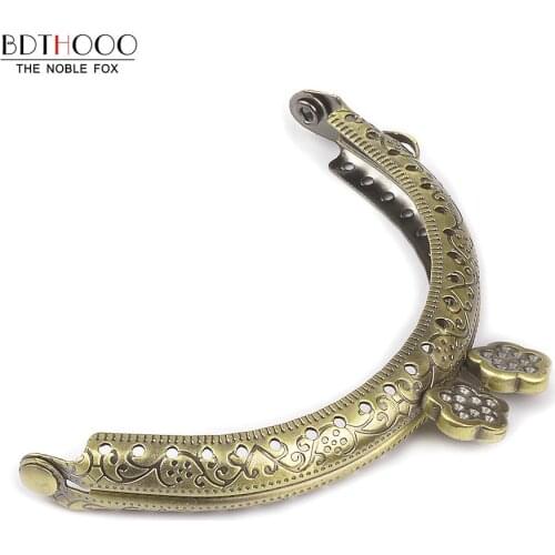 10pcs/lot 8.5cm Round Metal Purse Frame Handle for Clutch Bag Handbag Accessories Making Kiss Clasp Lock Bronze Bags Hardware