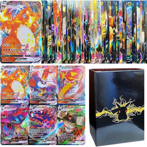 100pcs Pokemon V VMAX Cards Box Display English Version Pokémon Shining Cards Playing Game Charizard Collection Booster Kids Toy