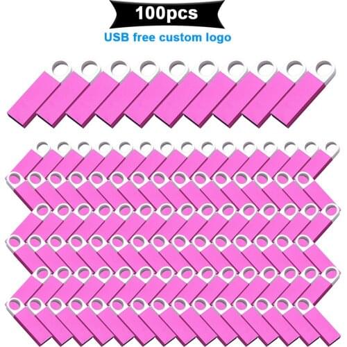 100pcs/lot High Speed USB 2.0 Metal Flash Drive 8GB 16GB 32GB 64GB 128GB Pendrive Rotatable usb flash drive Pen memory Sticks