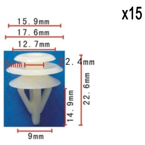 15pcs Nylon Trim Panel Back Cover Fastener Retainer Clip For Acura For Honda Vehicles