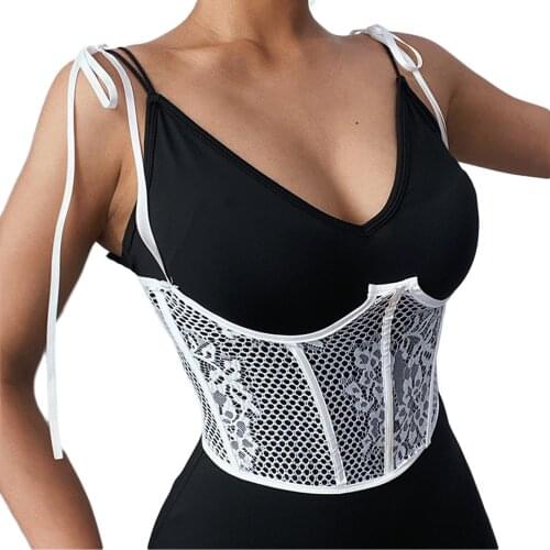 2021 Womens Lace Vest, Corset Tops, See-Through Personality Party Casual Holiday Slimming Sling Backless Clothes