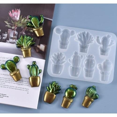 3D Cactus Keychains Crystal Epoxy Resin Mold Pendant Decorations Silicone Mould