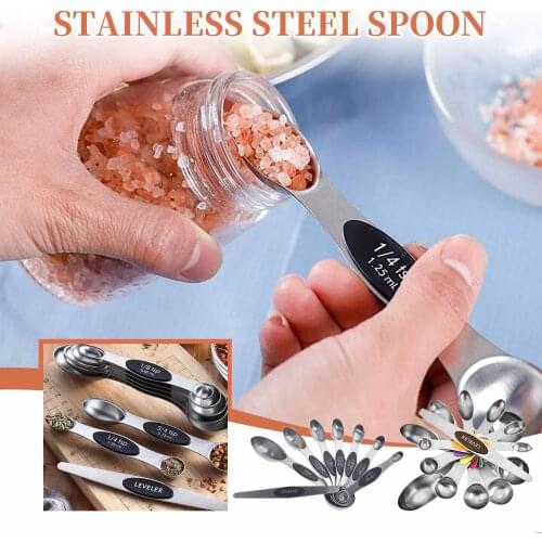 8pcs Multi Purpose Spoons Double Head Cup Measuring Tools Baking Accessories Stainless Steel Plastic Handle Kitchen Gadgets