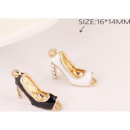 Free Shipping Enamel Alloy Charms Crystal Rhinestone Women Fashion High Heel Shoes DIY Jewelry Findings Oil Drop Floating Charm
