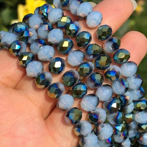 Rondelle Crystal Bead Green White Faceted Austrian Glass High Quality Loose Spacer Beads For Jewelry Making Diy Bracelet 4/6/8MM