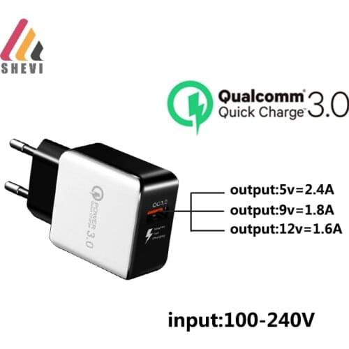 Quick Charge QC3.0 USB US EU Charger Universal mobile phone charger Wall USB Charger Adapter for iPhone Samsung Xiaomi