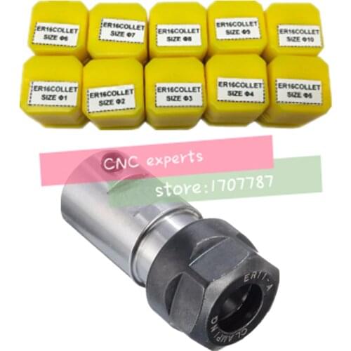 ER16Spring Collet 10PCS C20 ER16 Collet Chuck Motor Shaft Extension Rod Spindle Collet Lathe Tools Holder Inner 5MM 6MM 8MM 10MM
