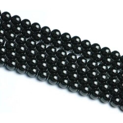 Pure Natural AAA Black Agate Lotus Prayer Imitation Gemstone Beads Tourmaline Round Spacer Beads 6mm 8mm 10mm 12mm 004001002