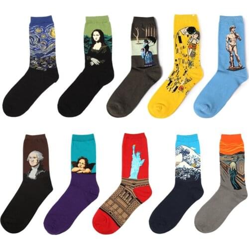 Men&Women 3D Retro Van Gogh Oil Painting Art socks Funny Cotton Patterned Starry Night in Tube Socks For Women
