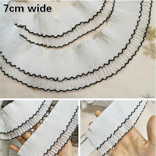 Double Chiffon Organ Pleat Stretch Soft Lace Fabric DIY Ms. Childrens Clothing Skirt Campus Style Sewing Material Trim Dentelle
