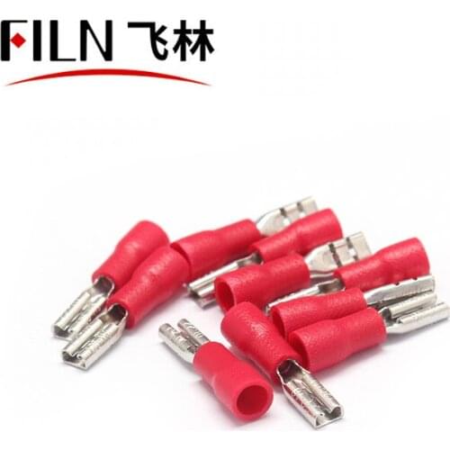FDD1.25-110 Female Insulated Electrical Crimp Terminal for 0.5-1.5mm2 Wire Connector Terminal AWG 22-16