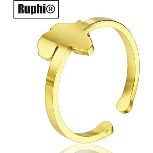 Hot selling Africa map titanium steel lady finger ring opening adjustable ring finger jewelry