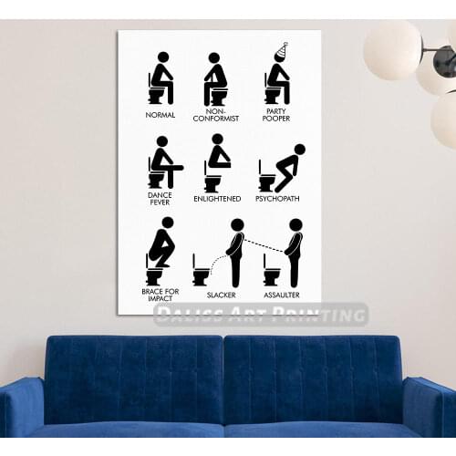 Canvas Funny Bathroom PERSONALITIES Pictures Home Decoration Paintings Poster HD Prints Wall Art Modular Living Room Framed