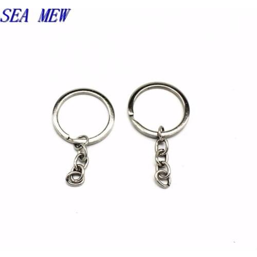SEA MEW 100PCS 30MM Antique Bronze Rhodium Color Round Shape Key Rings Metal Alloy Key Ring Key Chain For Jewelry Making