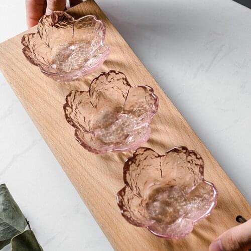 Creative Glass Blossom Cherry Shaped Plate Ceramic Dish Soup Food Bowl Pigments Soy Sauce Vinegar Dishes Dinner Tray Tableware