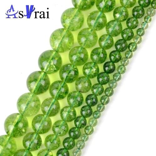 Natural Green Peridot Crystal Stone Round Beads For Jewelry Making 4mm-12mm Gem Spacer Beads Diy Bracelet Jewellery Accessories