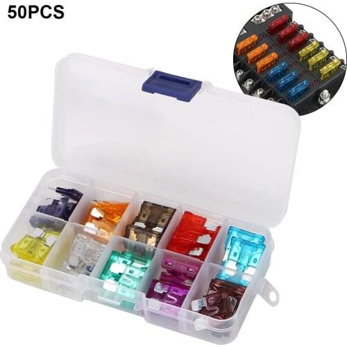 LEEPEE With Box 2A 3A 5A 7.5A 10A 15A 20A 25A 30A 35A 40A Amp Auto Blade Type Fuse Set Clip Assortment 50/100Pcs Car Truck Fuses