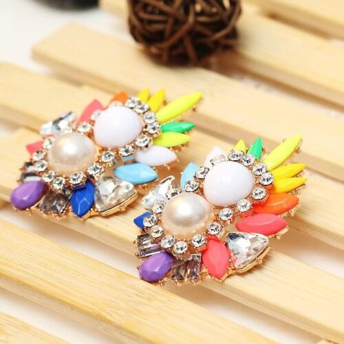 HOT Womens fashion earrings New arrival brand sweet metal with gems earring for women girls e258
