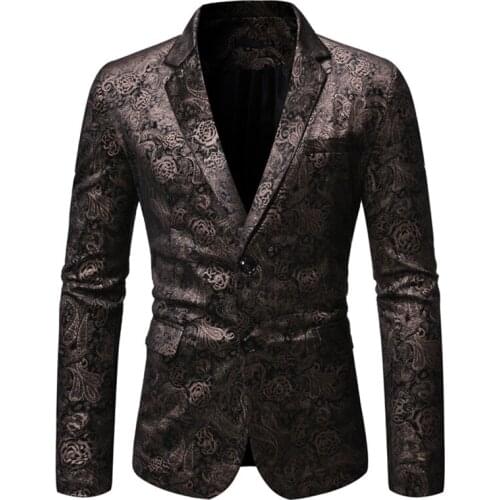 Black Paisley Jacquard Blazer Men 2021 Brand New Single Breasted Nightclub Mens Blazer Jacket Party Wedding Dress Blazer Male