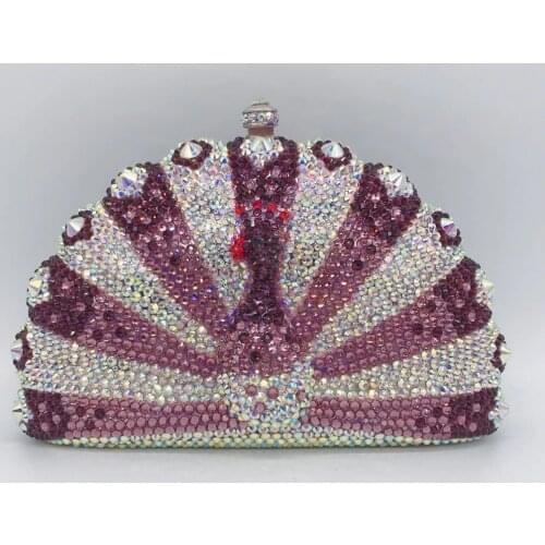 2020 New Arrival Multicolored Full Crystal Peacock Shape Evening Clutch Bag Luxury Women’s Diamond Chain Clutches Handbags