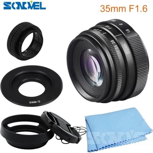 35mm F1.6 CCTV Lens C Mount Camera Lens + Lens Hood for Olympus Panasonic Micro 4/3 M4/3 Mount Camera Lens