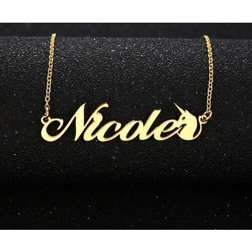 Unicorn Choker Customized Name Necklaces Cute Personalized Letter Nameplate Necklace Pendant Girl Boy Birthday Party Gift