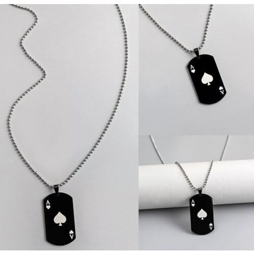 Creative Poker Ace of Spades Necklace Steel Playing Fashion Hip Hop Necklaces Pendant Jewelry Card X2G7