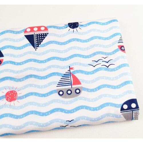 Sailboat 100% cotton fabric DIY sewing craft bedding textile apparel the cloth patchwork baby dress handwork tissus Tecido tilda