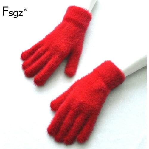 Imitate Mink Wool Knitting Glove Male Ma'am Winter Cycling Keep Warm Thickening Increase Down Gloves Quality Fingers Gaunlets