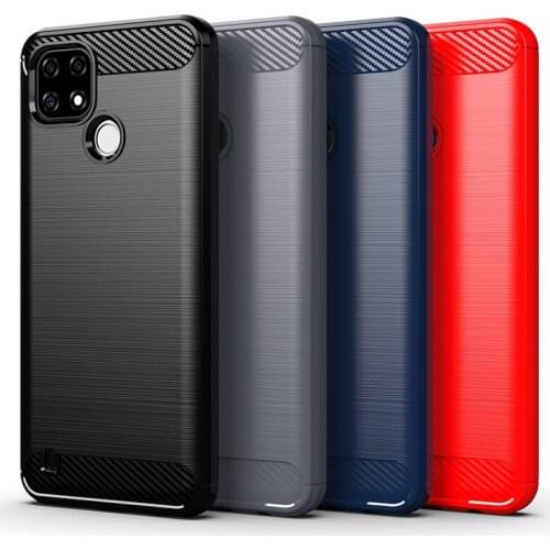 Shockproof Carbon Fiber Cover For Oppo Realme C21 Case Oppo Realme C21 Silicone Back Case For Oppo Realme C21 Fundas 6.5 inch