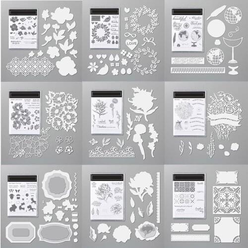 Globe Flowers Wreath Trees Brids Animals Alphabets Transparent Clear Silicone Stamp& Dies for Diy Scrapbooking/photo Album Decor