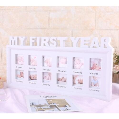 Creative DIY 0-12 Month Baby "MY FIRST YEAR" Pictures Souvenirs Commemorate Kids Growing Memory Gift Display Plastic Photo Frame