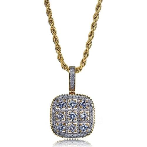 Lucky Sonny Factory Sell Cubic Zirconia Pendant Necklace Hip Hop Bling Pendants & Necklaces Iced CZ Out Men Accessory Dropship