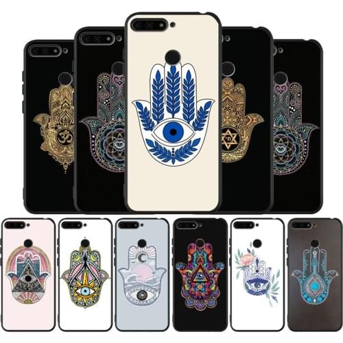 Hamsa Hand of Fatima black Silicone Phone Case For honor 30 20 Pro 8 8X 9 10 20 Lite Mate 10 20 30 Lite Pro cover