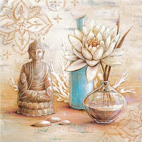 Buddha Statue and Vase Flowers Diamond Painting Round Full Drill Nouveaute DIY Mosaic Embroidery 5D Cross Stitch Home Decor Gift