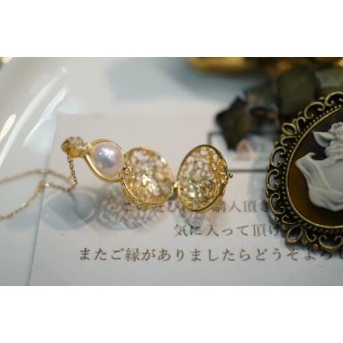 SX412 Solid 18K Yellow Gold Nature 6.5-7mm Salt Water Akoya Pearls Pendants Necklaces for Women Fine Jewelry for Women Gifts