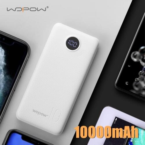 WOPOW Power Bank 10000mAh Dual USB LED Display Fast Charge External Battery Portable Charger 10000 mAh Powerbank for Smartphones