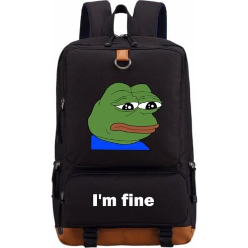 WISHOT Sad frog I'm fine funny Backpack Shoulder travel School Bag Bookbag for teenagers Casual Laptop Bags Rucksack