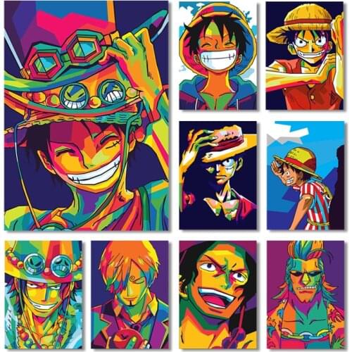 Japanese Anime One Piece Luffy Wall Art Oil Canvas Painting Poster Picture Modern Poster For Living Room Scandinavian Cuadros