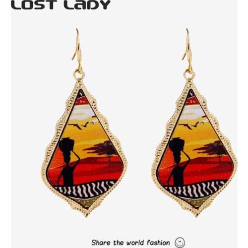 Lost Lady Creative Abstract Painting Dangle Drop Earrings Vintage Geometric Earrings for Women Art Style Jewelry Wholesale