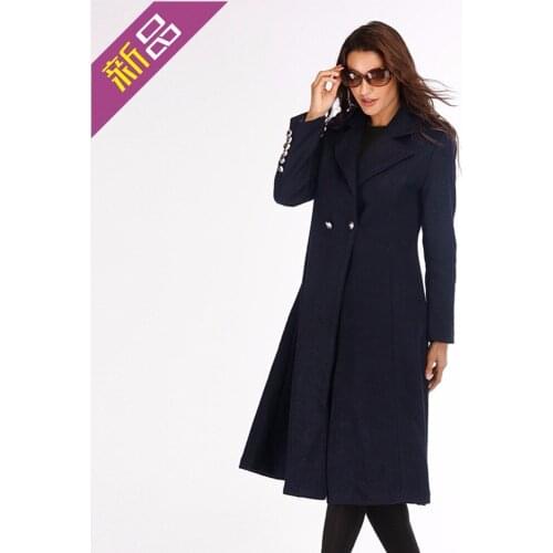 Womens autumn and winter new Europe and the United States cashmere wool coat Slim suit collar plus long woolen coat windbreaker