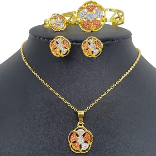 Gold Color African Baby Bangles Dubai Jewelry sets for Women Girls Ethiopian Rings Earrings Sets Arab Bridal Jewelry