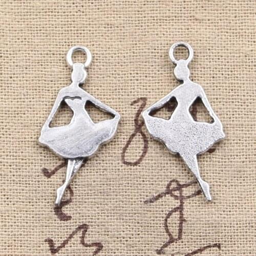 10pcs Charms Dancer Ballet Girl 32x17mm Antique Making Pendant fit,Vintage Tibetan Silver color,DIY Handmade Jewelry