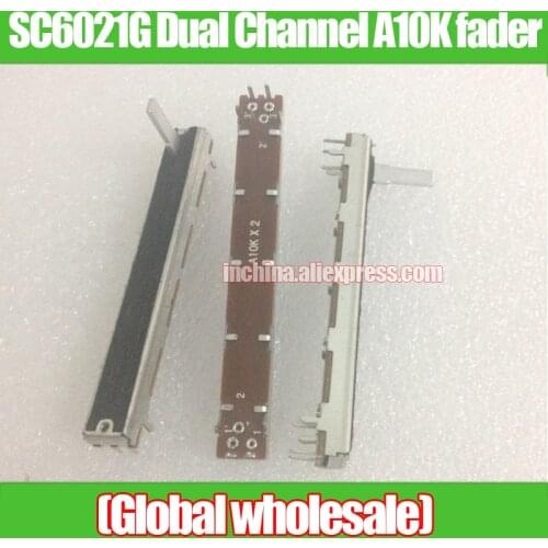 7pcs SC6021G Dual Channel A10K A103 75mm Straight Slide Push-Pull Potentiometer Dimming Console Mixer Fader variable resistors