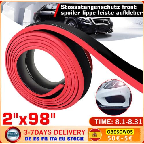 Car Front Rubber Bumper Splitter Protection Lip Body Edge Protection Guards Bumper Anti-collision Strip 2.5m 2"x98"