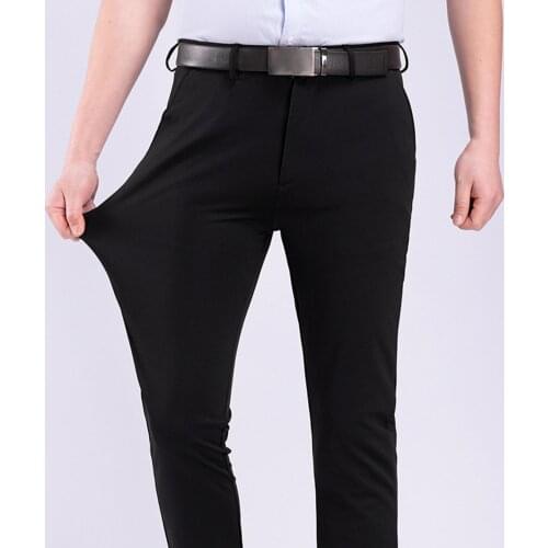 Summer Business men pants Fashion Solid Color Stretchy Dress Pants Formal Business Wedding Trousers High quality trousers 28-39