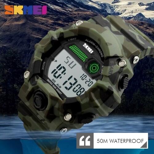 New SKMEI Men Digital Army Watch Fashion Multi-functional Chronograph Sports Watches 50M Waterproof Military Watch Wristwatches