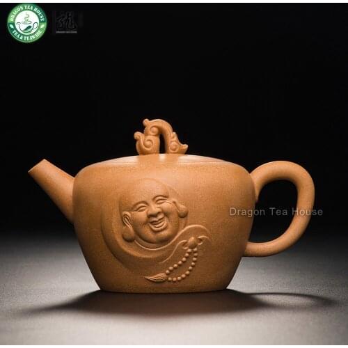 Buddha Handmade Yellow Yixing Zisha Clay Teapot By Shao Meihua 270ml 9.12 oz