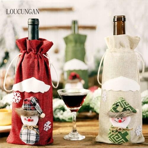 New Year 2020 Navidad 2019 Christmas Wine Bottle Dust Cover Xmas Natal Noel Christmas Decorations for Home Dinner Party Decor