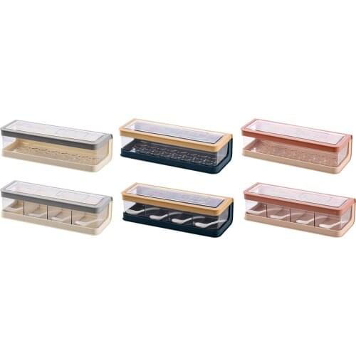 Spice Dispenser for Condiments Jar Cruet Kitchen Salt Box Storage Container Condiment Jars Cruet with Spoon